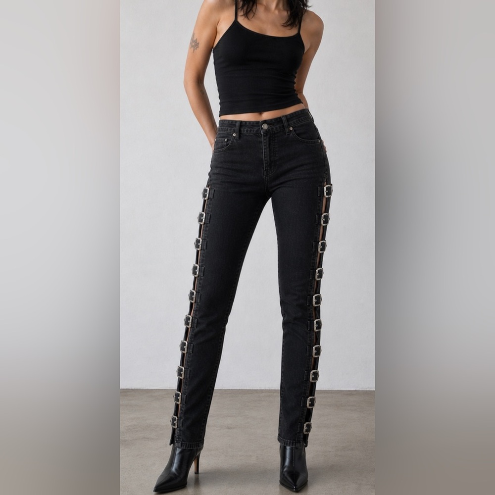 🔥Top shop Jamie Stretch buckle Jeans nwot